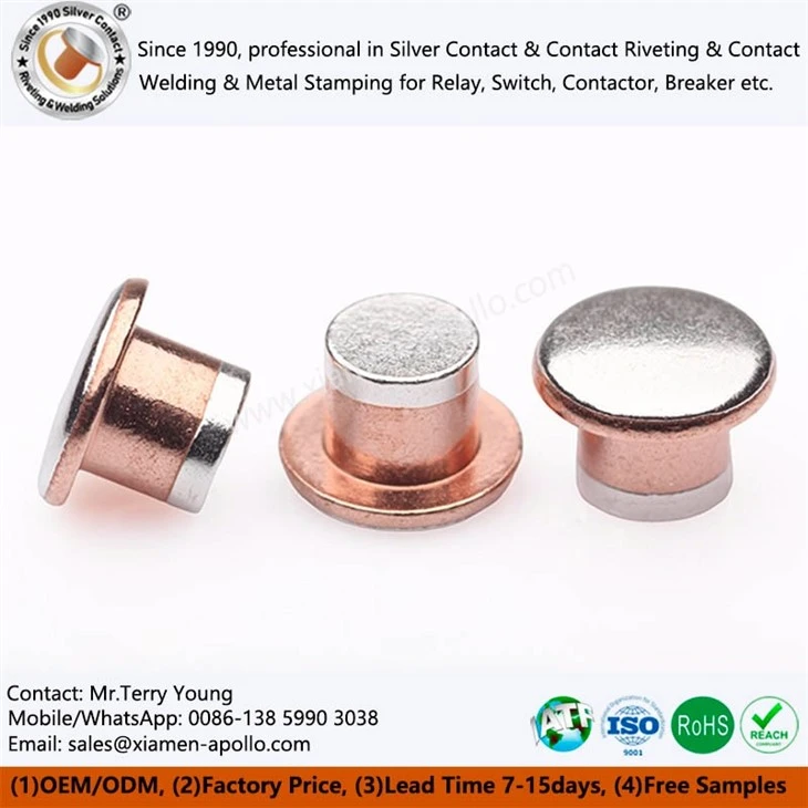 Trimetal Silver Rivet Electrical Contacts